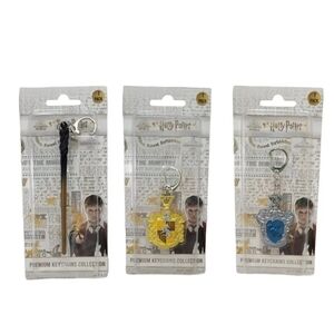 Harry Potter Premium Keychain Collection Set Of 3 Wand, Hufflepuff, Raveclaw New